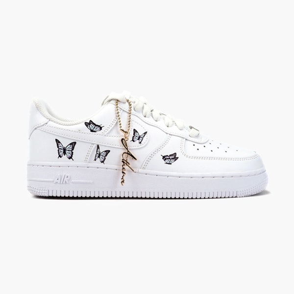 AIR Force 1 Custom Sneaker Butterfly White Small