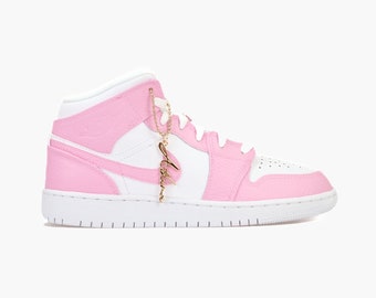 Baskets personnalisées Air Jordan 1 high rose