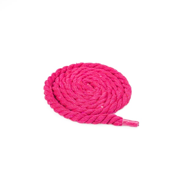 Lacets épais corde en coton rose pour baskets lacets de corde 8mm bricolage.
