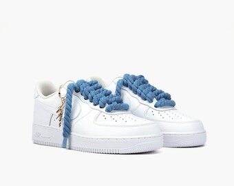 AIR Force 1 Custom Sneaker Thick Laces Rope Navy Blue