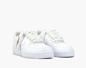 AIR Force 1 Custom Sneaker Thick Laces Rope White