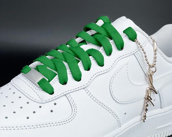 Shoelaces for sneakers flat tear-resistant green