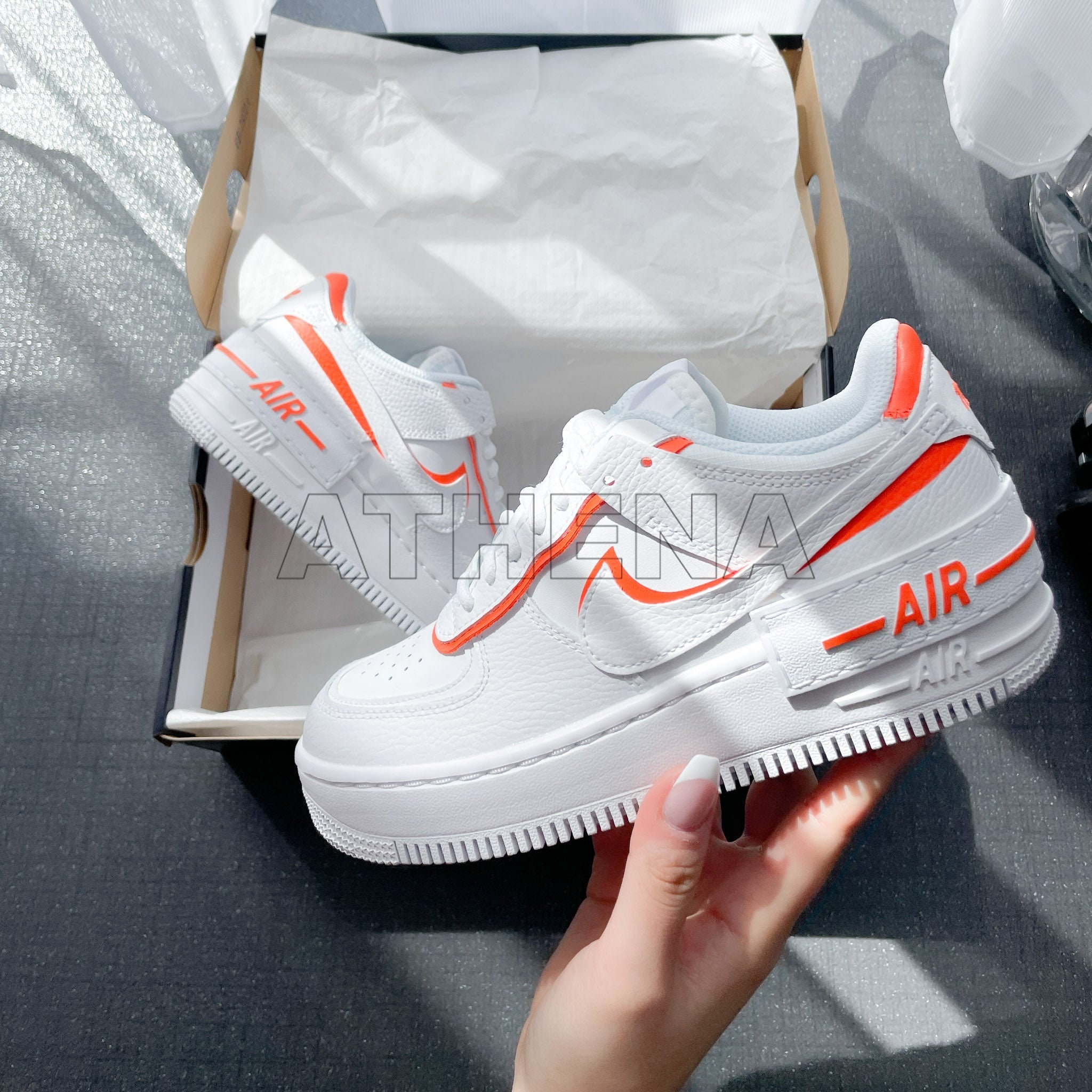 AIR Force 1 Custom Sneaker Shadow 1 Orange Etsy