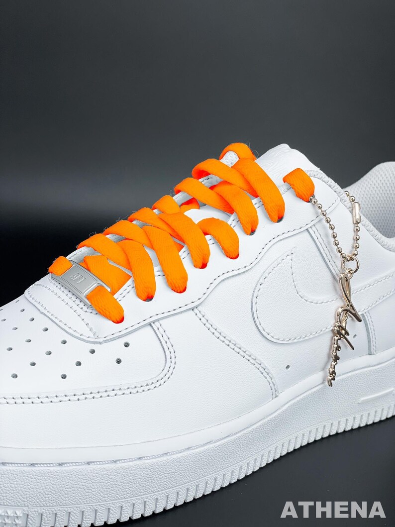 Custom Sneaker Nike Schnürsenkel für Sneaker Flach Reißfest Orange Handgemachte Schuhe von Athena