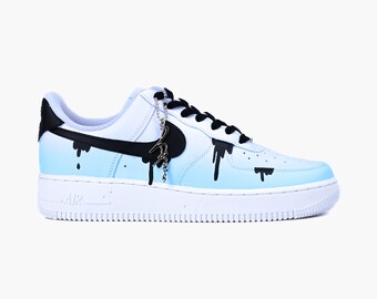 AIR Force 1 Custom Sneaker Light Blue Purple Black