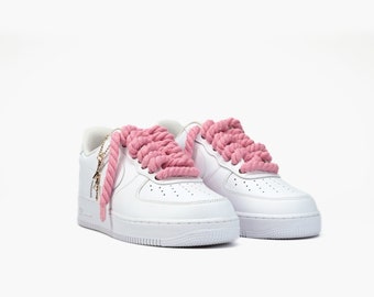 AIR Force 1 Custom Sneaker Thick Laces Rope Pink