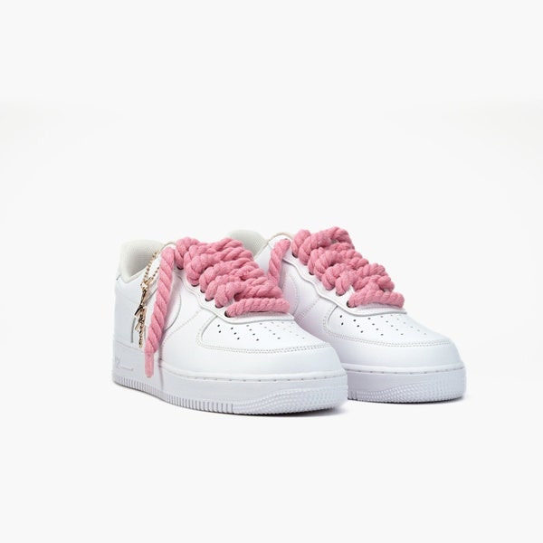 AIR Force 1 Custom Sneaker Thick Laces Rope Pink