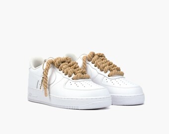 AIR Force 1 Custom Sneaker Thick Laces Rope Light Brown