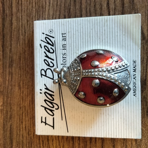 EDGAR BEREBI limited edition Lady Bug BROOCH new pin enamel
