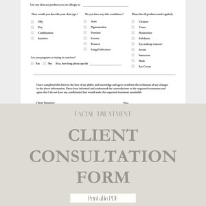 Salon Facial Treatment Client Consultation Form Business Esthetician