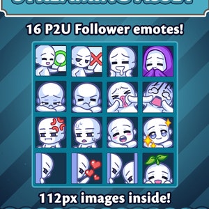 Streaming Assets - Follower emote pack of 16. Twitch, Youtube streaming 112px