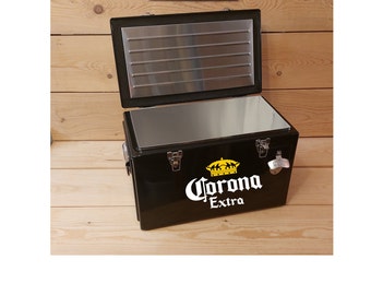 Corona Extra Getränke Kühler 25 Liter/6,6 Gal XL Schwarz + andere Farben Größe 49x27x30cm 19.3x10.6x12 Zoll Corona Extra Öffner+ 2 Aufkleber