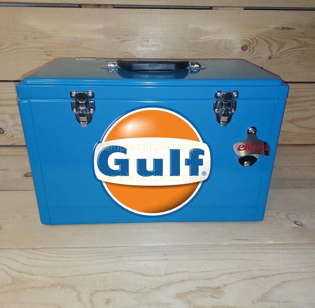 Gulf Racing 2 X Sticker Round 20 X 22 Cm XL Drinks Cooler 25 Liters/6.6 ...