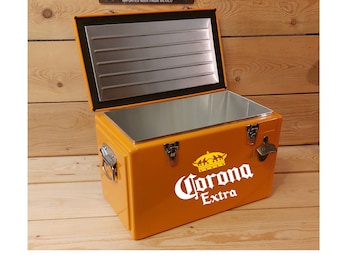 Corona Extra Getränke Kühler 25 Liter/6,6 Gal XL Orange + andere Farben Größe 49x27x30cm 19.3x10.6x12 Zoll Corona Extra Öffner + 2 Aufkleber