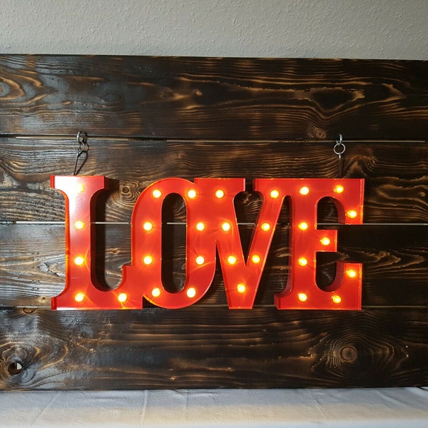 LED Schriftzug LOVE Rot, Weiss, Golden 71x30x5cm Batterie 2xAA Metall Deko Marquee Letters Light HoMe with Led Bulbs Size: 12x27x2 Inch