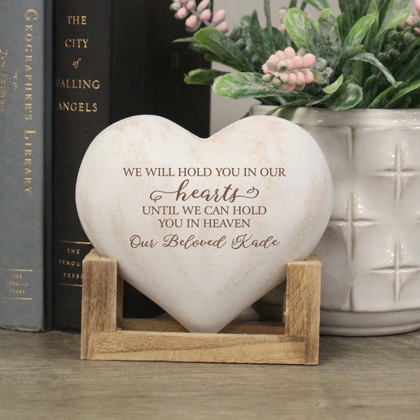 Sympathy Gift for Loss of Loved One | Personalized In Our Heart Memorial Gift | Memorial Heart Plaque | Hold You In Heaven Beareavement Gift