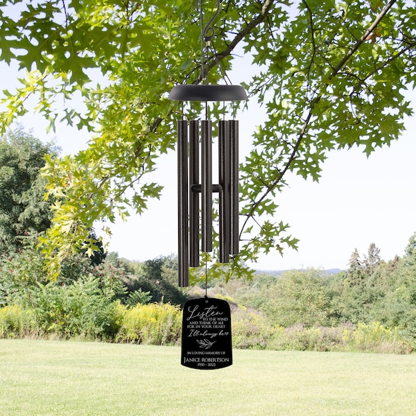 Personalized Listen to the Wind Sympathy Wind Chime | Listen to the Wind Chime Gift | Custom Memorial Wind Chime | In Memory Of Wind Chime