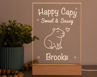 Custom Happy Capy LED Light | Custom LED Light for Kids | Gift for Girls | Capybara | Capybara Light | Kids Room Light | Capy Night Light