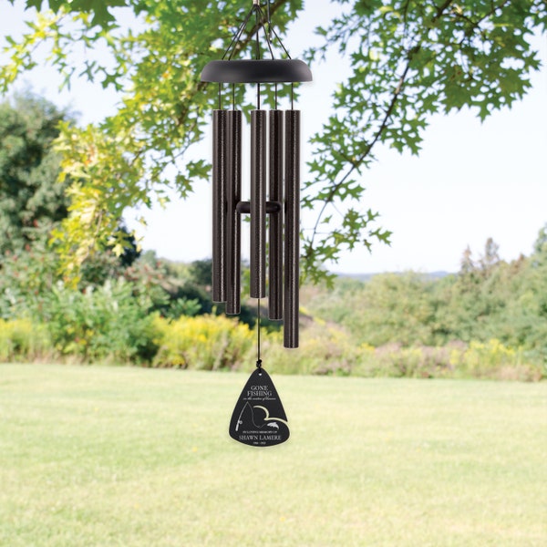 Fishing Memorial Wind Chime | Personalized Fishing in Heaven Wind Chime | Fishing Sympathy Gift | Memorial Gift for Fisherman | In Memory Of
