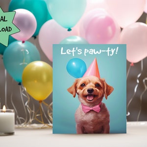 Lustiger Hund Geburtstagskarte 5x7 - digitaler Download, Haustier-Liebhaber-Geschenk, druckbarer Umschlag, Hunde-Feier, humorvoller Haustier-Gruß, Geburtstags-Wunsch