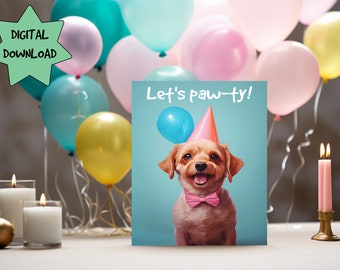 Lustiger Hund Geburtstagskarte 5x7 - digitaler Download, Haustier-Liebhaber-Geschenk, druckbarer Umschlag, Hunde-Feier, humorvoller Haustier-Gruß, Geburtstags-Wunsch