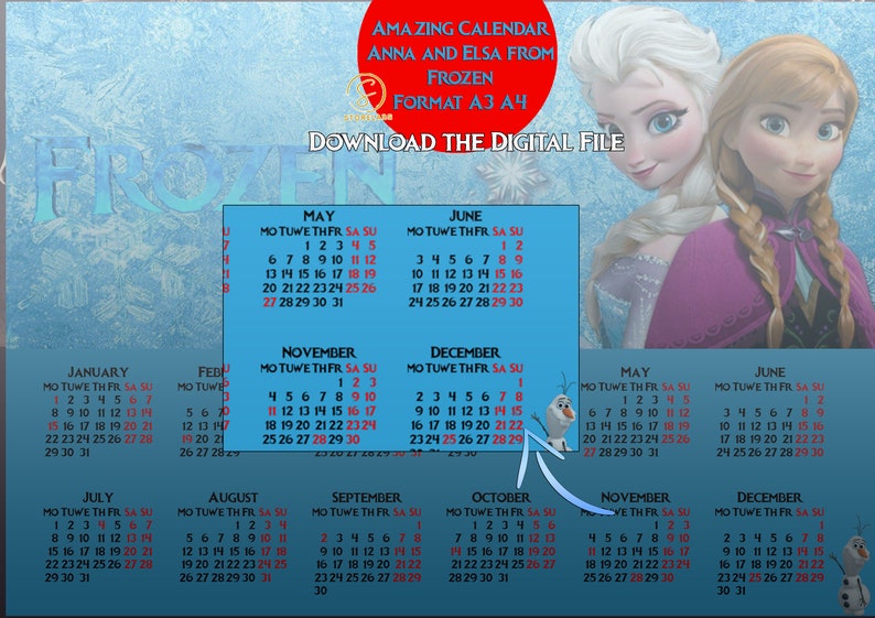 Frozen 2024 Calendar Etsy
