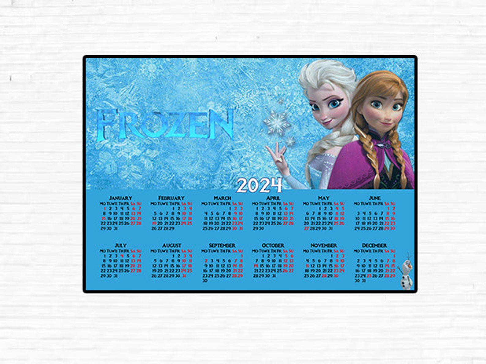 Frozen 2024 Calendar Etsy