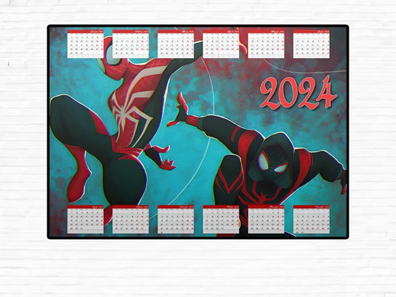 Spiderman & Miles Morales 2024 Calendar Etsy