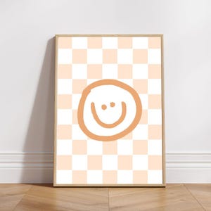 Checkerboard Retro Smiley Face Print | Retro Smile | Boys Room Wall Print | Smiley Poster | Kids Room Wall Art | DIGITAL DOWNLOAD
