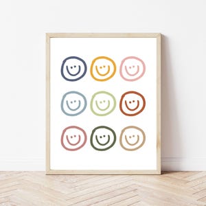Colorful Smiley Face Wall Print | Kids Room Art | Playroom Art | Nursery Decor | Kids Room Decor | Smiley Face Poster | DIGITAL DOWNLOAD