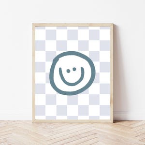 Checkerboard Retro Smiley Face Print | Retro Smile | Boys Room Wall Print | Smiley Poster | Kids Room Wall Art | DIGITAL DOWNLOAD
