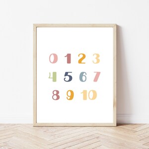 Rainbow Numbers Print | Kids Room Wall Art | Playroom Wall Art | Playroom Decor | Numbers 0-10 Wall Print | DIGITAL DOWNLOAD