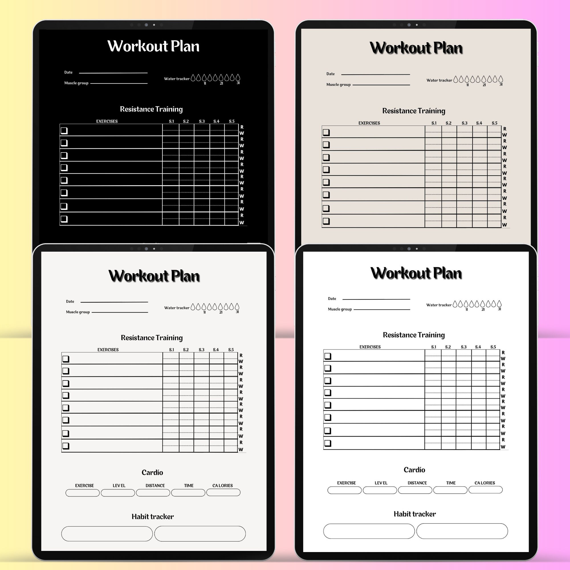 Printable Fitness Planner, Exercise Planner Tracker, Available in 4 ...