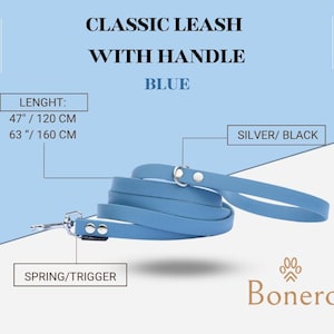 Blue dog leash, Biothane Leash, Treining Leash, Waterproof lead, Vegan leather