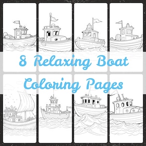Relaxing Boat Coloring | 8 Pages | Unique Style by @HueHelix