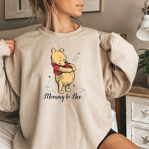 Sudadera de mamá a abeja, sudadera de mamá de Disney Pooh, sudadera linda de revelación de embarazo, camisa de mamá, camisa de mamá, camiseta de mamá nueva, camisa de mamá nueva