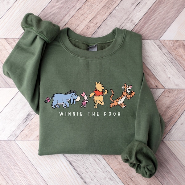 Winnie The Pooh And Friends Sweatshirt, Cute Vintage Winnie The Pooh Sweatshirt,Pooh Bear Sweatshirt, Disneyworld Family Matching Shirt