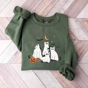 Сute Ghost Cat Sweatshirt, Halloween Cat Shirt, Black Cat Shirt, Cat Lover Shirt, Halloween Cat Tshirt, Funny Ghost Cat Shirt, Spooky Season