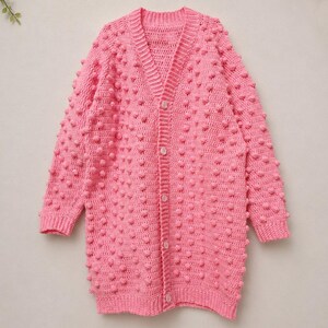 Crochet Bubble Cardigan Pattern – Textured Bobble Stitch Sweater (PDF Download)