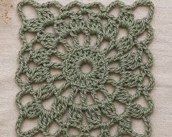 Patrón de ganchillo cuadrado de encaje vintage estilo abuela – Motivo floral bohemio (Descarga en PDF)