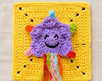 Star Granny Square Crochet Pattern PDF | Beginner Friendly Kawaii Motif | Instant Download