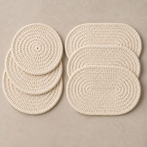 Modèle de dessous de plat colonial au crochet, dessous de plat robuste (PDF), protège-table vintage, dessous de plat rond et ovale en coton