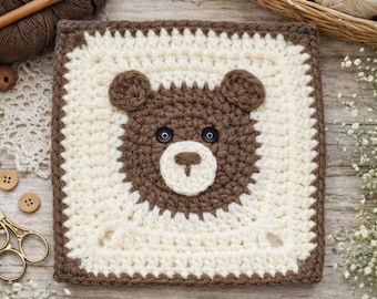Bear Granny Square Crochet Pattern – Beginner-Friendly US Terms (PDF Tutorial)