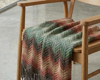 Patrón de manta de crochet con diseño retro de chevron / Manta de punto ondulado de los años 70 (Descarga en PDF)
