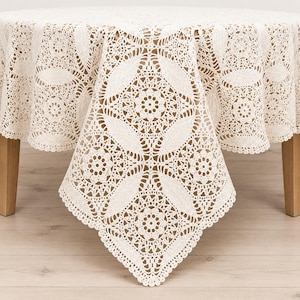 Vintage Lace Crochet Tablecloth Pattern PDF - Cathedral Windows Heirloom Tablecloth