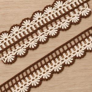 Two Tone Scalloped Edging and Insertion Border Trim, Lace for Linens Garments