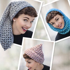 Vintage 1950s Beaded Stocking Cap Pattern - Modernized PDF - Turban Scarf & Long Boho Beanie, RainbowYarnPatterns