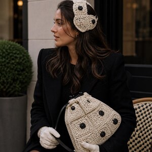Set haakpatroon muts en tas met vintage motief | Gestructureerde boho-accessoires