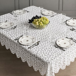 Vintage Crochet Tablecloth Pattern PDF, Wheel of Fortune Lace Table Cover, Modernized Heirloom