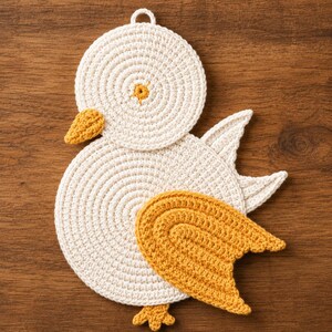 Vintage Duck Pot Holder Crochet Pattern PDF Retro Farmhouse Kitchen Trivet Layered Animal Hot Pad Crochet Pattern